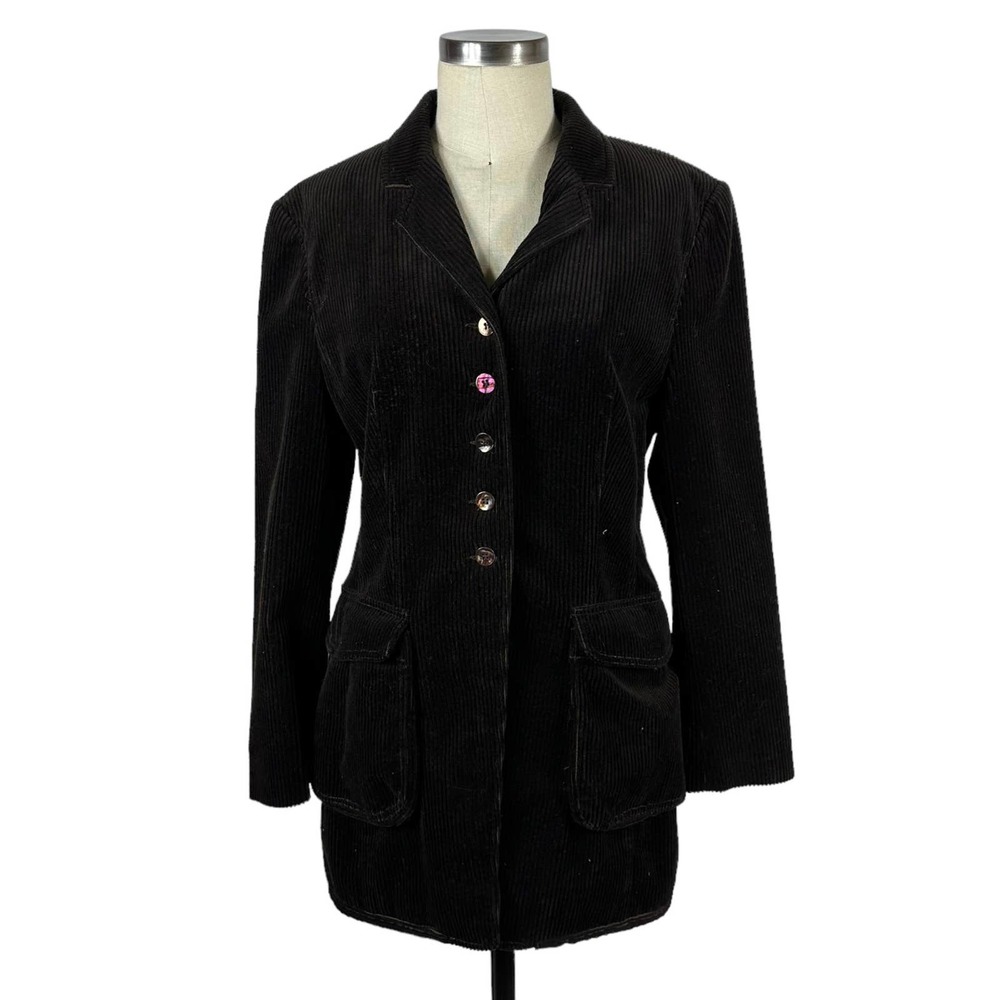 Oilily 90s vintage hourglass Brown Corduroy Blazer with Colorful Buttons